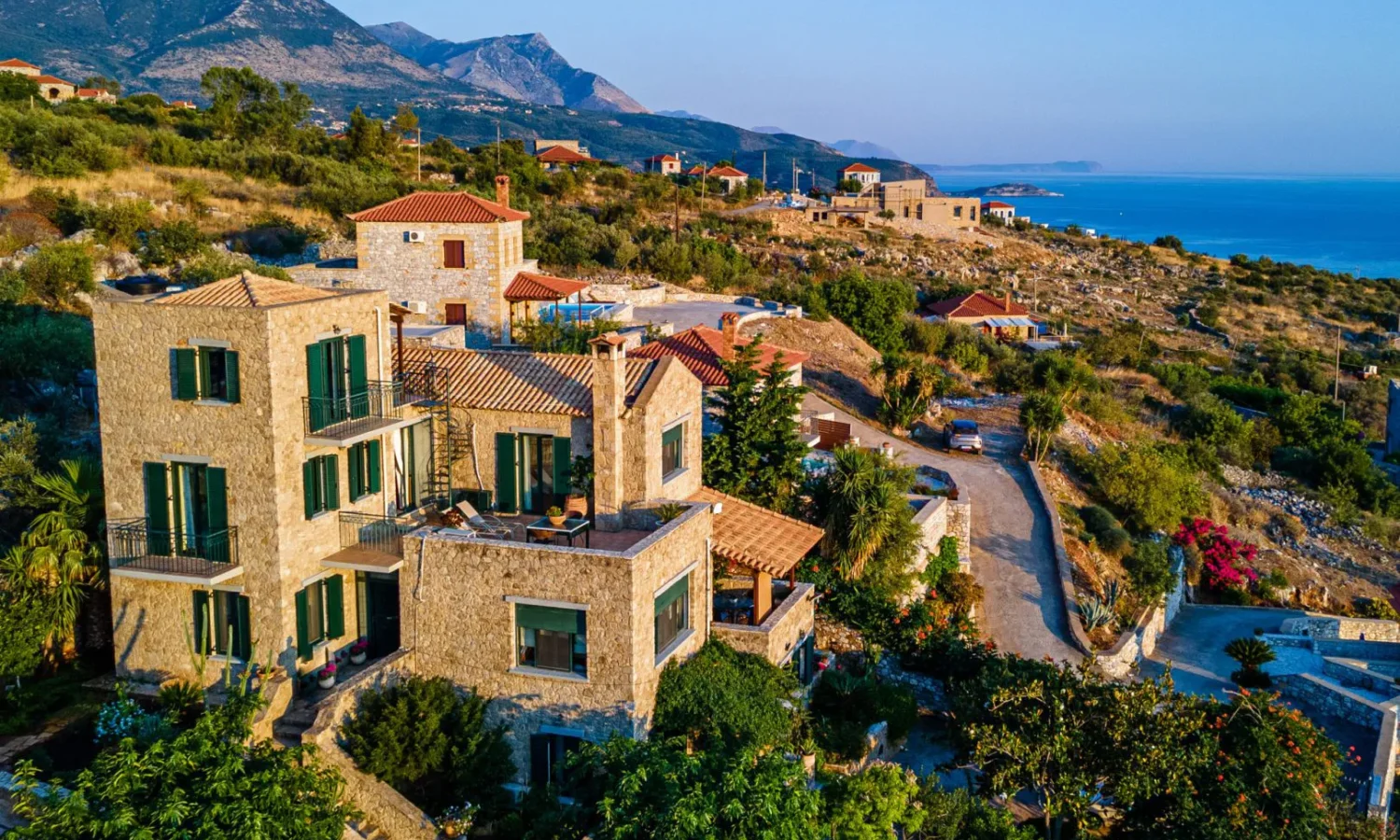 Stone Villa for Sale with Unobstructed Views near Stoupa
